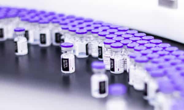 Vials of the Pfizer coronavirus vaccine