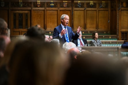 Nigel Farage speaking during a session in the House of Commons.
