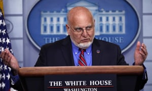 Dr. Robert Redfield, director of the Centers for Disease Control and Prevention, speaks about the coronavirus in Washington in April.