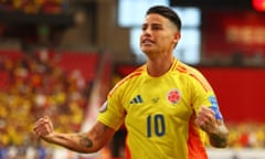 James Rodríguez celebrates after scoring against Panama in the quarter-final