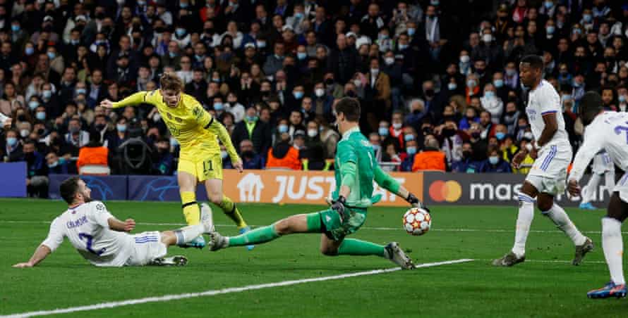 Chelsea's Timo Werner scores his third goal.