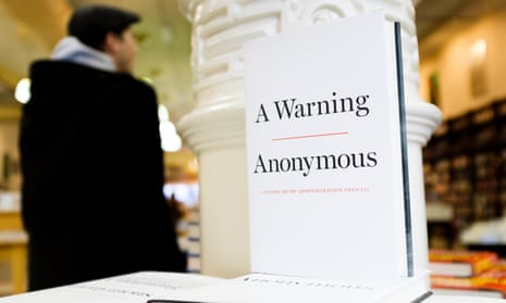 A copy of the book A Warning on display at a bookstore in New York, New York. 