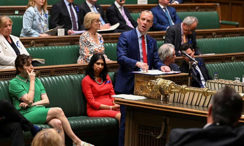 Justice secretary Dominic Raab delivering his statement on a bill of rights in the House of Commons on Wednesday. 