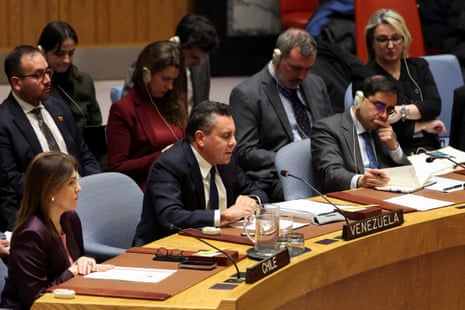 Samuel Reinaldo Moncada Acosta speaks during a UN Security Council meeting on U.S. strikes and the capture of Venezuelan President Nicolas Maduro and his wife, Cilia Flores, at the United Nations headquarters in New York, U.S., January 5, 2026.