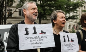 Demonstrators in Washington protest against the US embassy move to Jerusalem.