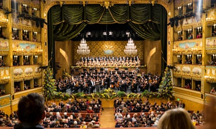 An orchestral concert at the Fenice Opera House in Venice.
