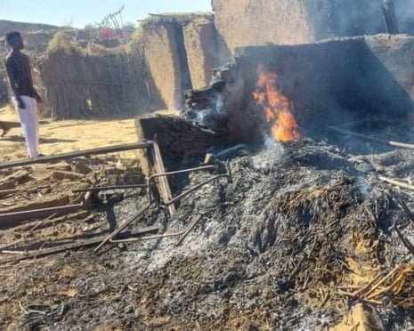 Artillery shelling devastates a displacement camp in El Fasher in 2024.