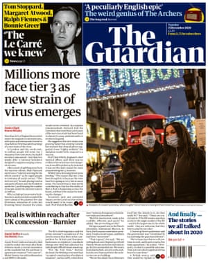 The Guardian front page 15 December 2020.