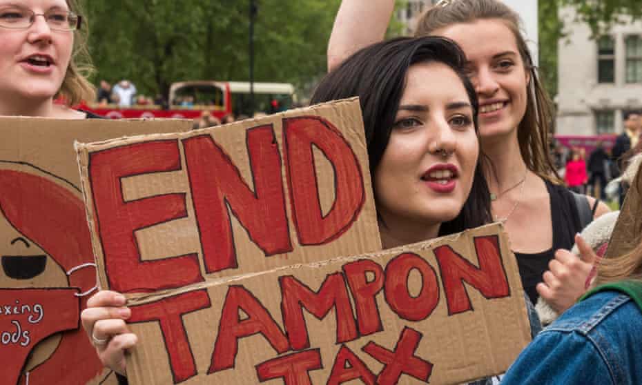 Campaigners against VAT on tampons at a protest outside parliament last year.