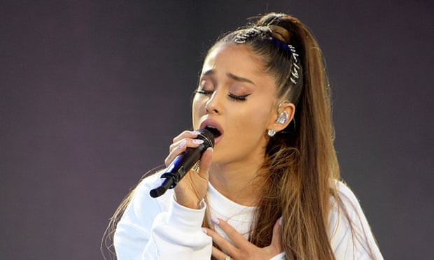 Ariana Grande performing at the One Love Manchester benefit concert.