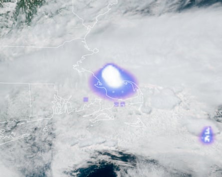 Satellite imagery of the meteor exploding.