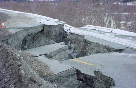 A large crack in the ground
