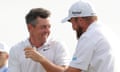 Rory McIlroy and Shane Lowry celebrate on the 18th green after winning the final round of the Zurich Classic of New Orleans.