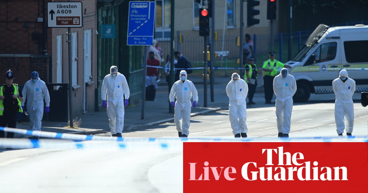 Nottingham: suspect believed to have killed man and used van to drive at people, police say, after t