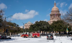 Congress Avenue after 5in of snow fell in Austin, Texas.