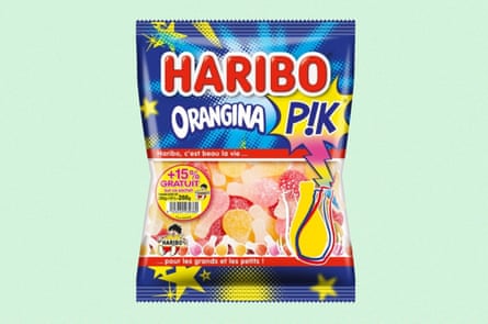 Colorful bag of Haribo gummy candy