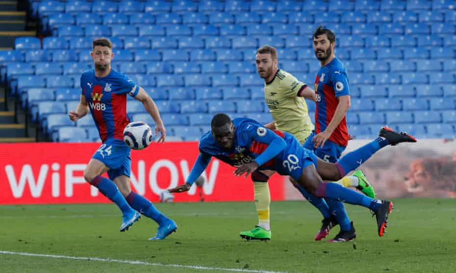 Christian Benteke scores for Crystal Palace against Arsenal.