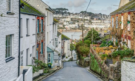 A view down Fore Street in Polruan looking towards Fowey.
