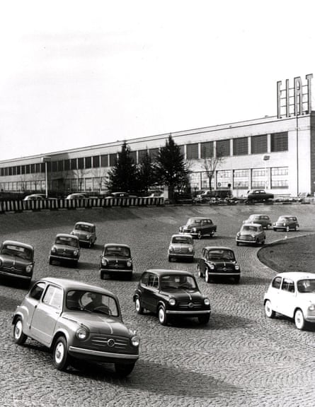 Fiats on the test-track roof of the historic Lingotto factory.