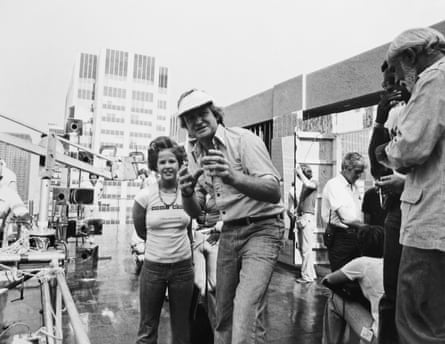 A fraught production … L to r, Linda Blair and director John Boorman on set, The Heretic, 1977.