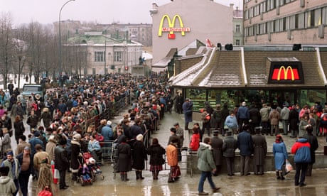 Thousands of people gather in Pushkin Square, Moscow, on 31 January 1990 for the opening of the first McDonald’s in the Soviet Union.
