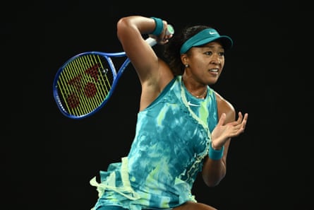 Naomi Osaka in acton against Antonia Ruzic