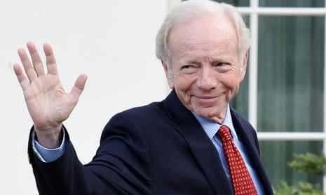 Joe Lieberman leaving the White House after meeting President Donald Trump in 2017. He withdrew his name as possible head of the FBI.