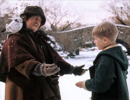 ‘It was like I’d jumped in a pigsty. I met Donald Trump in an elevator after and he was very polite about it’ … Fricker as the ‘pigeon lady’ in Home Alone 2.