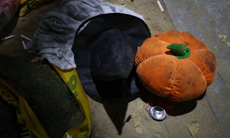A toy pumpkin among belongings at the scene of the deadly Halloween festival stampede in Itaewon, Seoul, South Korea