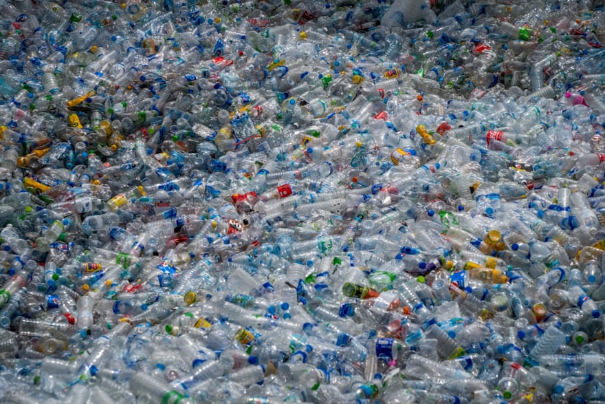 Plastic water bottles at a recycling facility in Bang Phli, Thailand