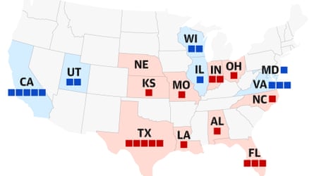Map of seats gained by imaginable partisan redistricting plans.
