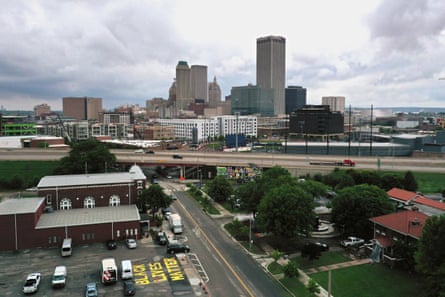 an aerial view of a town