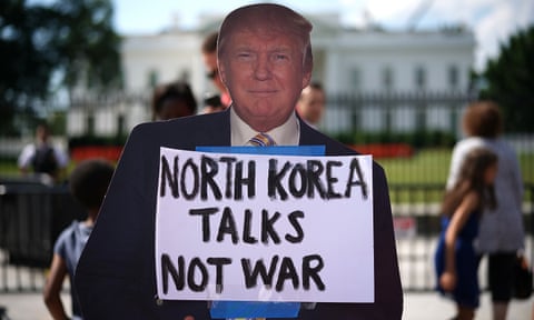 A cardboard cutout of Donald Trump during an anti-war protest in Washington DC.