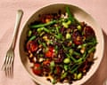 Meera Sodha's black rice salad with tomatoes, tamarind and green beans.
