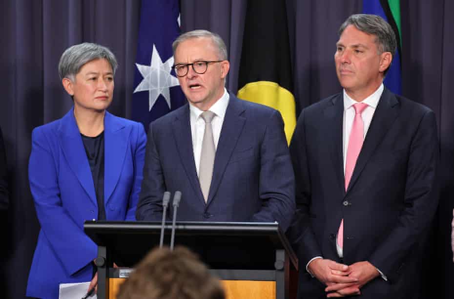 Anthony Albanese, Penny Wong and Richard Marles