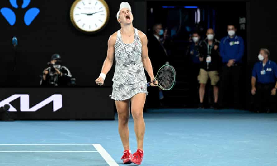 Ash Barty roars with joy after sealing victory in Melbourne