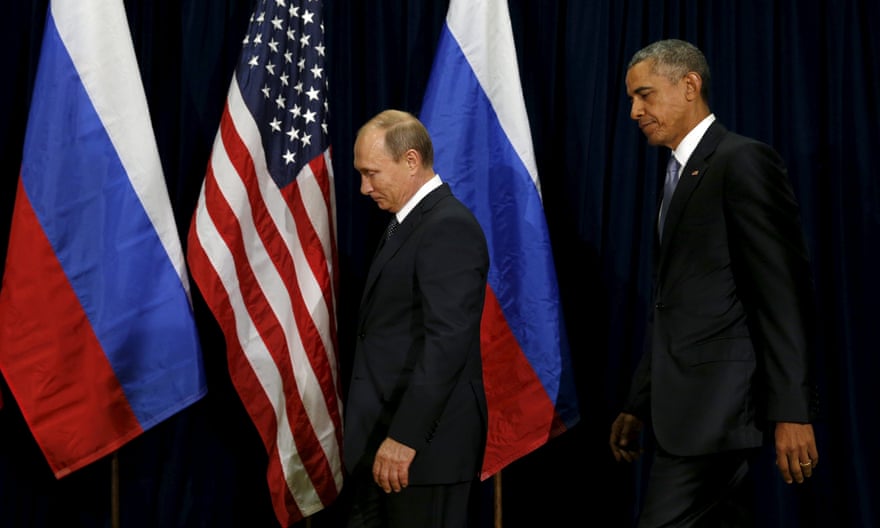 Barack Obama and Vladimir Putin before a meeting at the UN General Assembly in 2015.