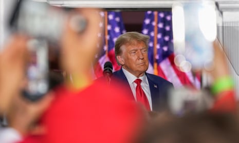 Donald Trump after the speech at his New Jersey golf club following his Mar-a-Lago arraignment in June. 