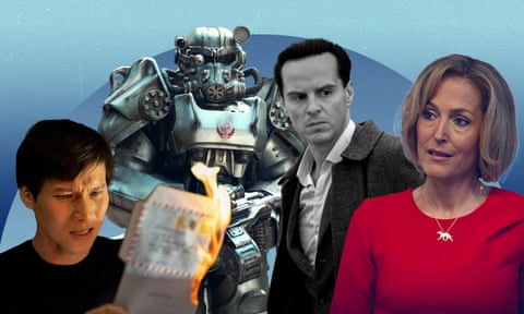 Streaming in April in Australia: (L-R) Hoa Xuande in The Sympathizer, a TV adaptation of video game Fallout, Andrew Scott as the sociopathic protagonist in Ripley and Gillian Anderson as journalist Emily Maitlis in Nextflix drama Scoop.