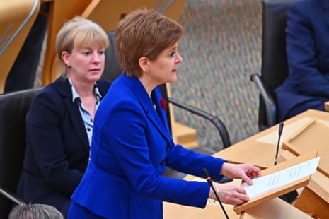 Nicola Sturgeon in the Scottish parliament today.
