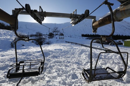 The half-buried and empty resort at Glencoe in February 2021.