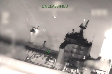 Blurred video screengrab showing a section of the tanker