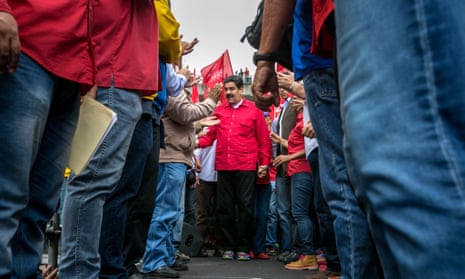 Nicolás Maduro, the president of Venezuela, takes part in a pro-government demonstration in Caracas.