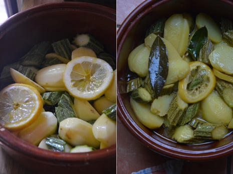 Rachel Roddy’s courgette and potato with lemon and olive oil.