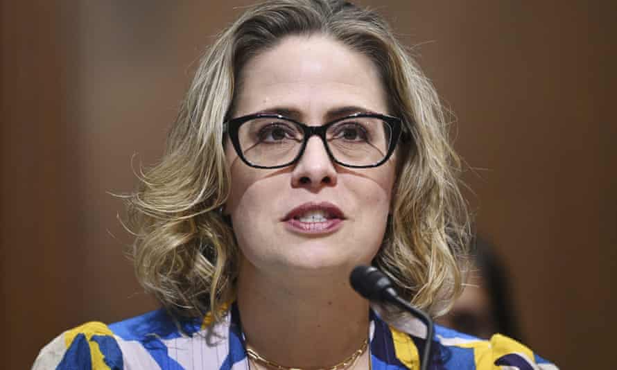 Sinema speaks during a committee proceeding connected Thursday