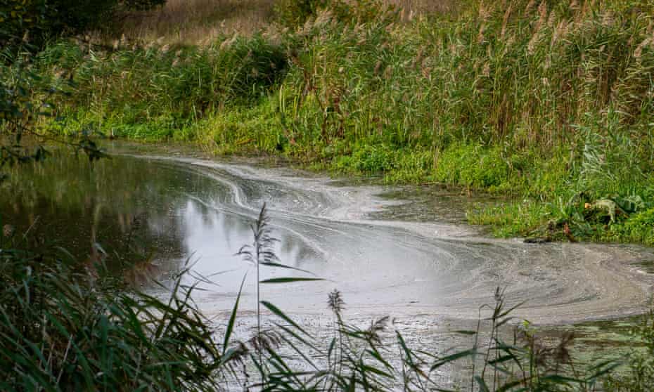 Pollution in the Jubilee River at Eton Wick, Berkshire