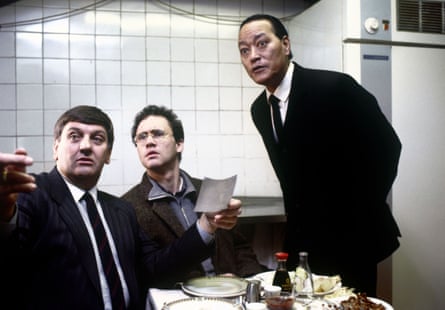 Derek Martin, left, with Nigel Planer, centre, and Anthony Chinn in the ITV crime drama King & Castle, 1988.