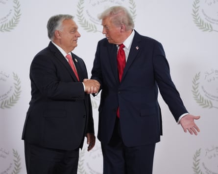 Donald Trump with Viktor Orban during a peace summit in Egypt, 13 Oct 2025.