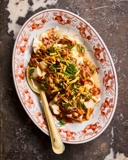 Fuschia Dunlop’s sour and hot silken tofu on a platter