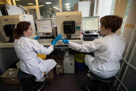 Employees in Russia’s national drug-testing laboratory in Moscow.